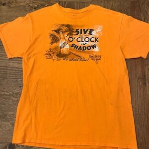 Orange Graphic Men's T-Shirt “5 O’clock Shadow”
Size L